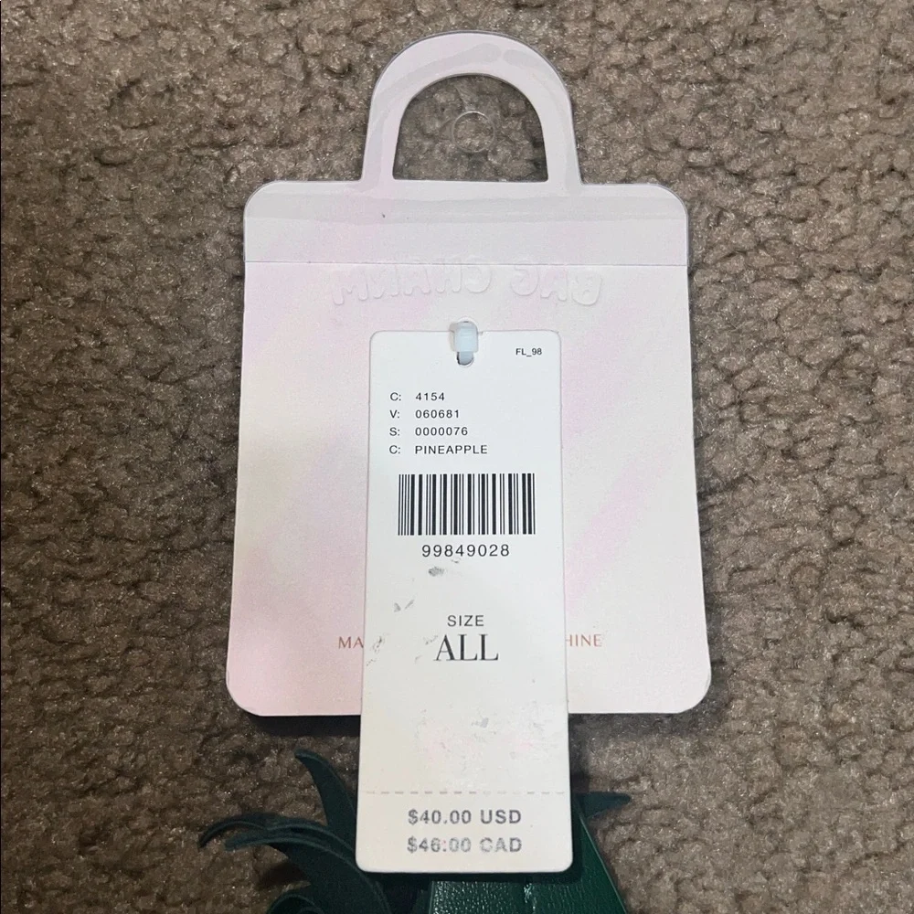 Anthropologie‎ Melie Bianco Pineapple Fruit Bag Charm Key Holder Keychain